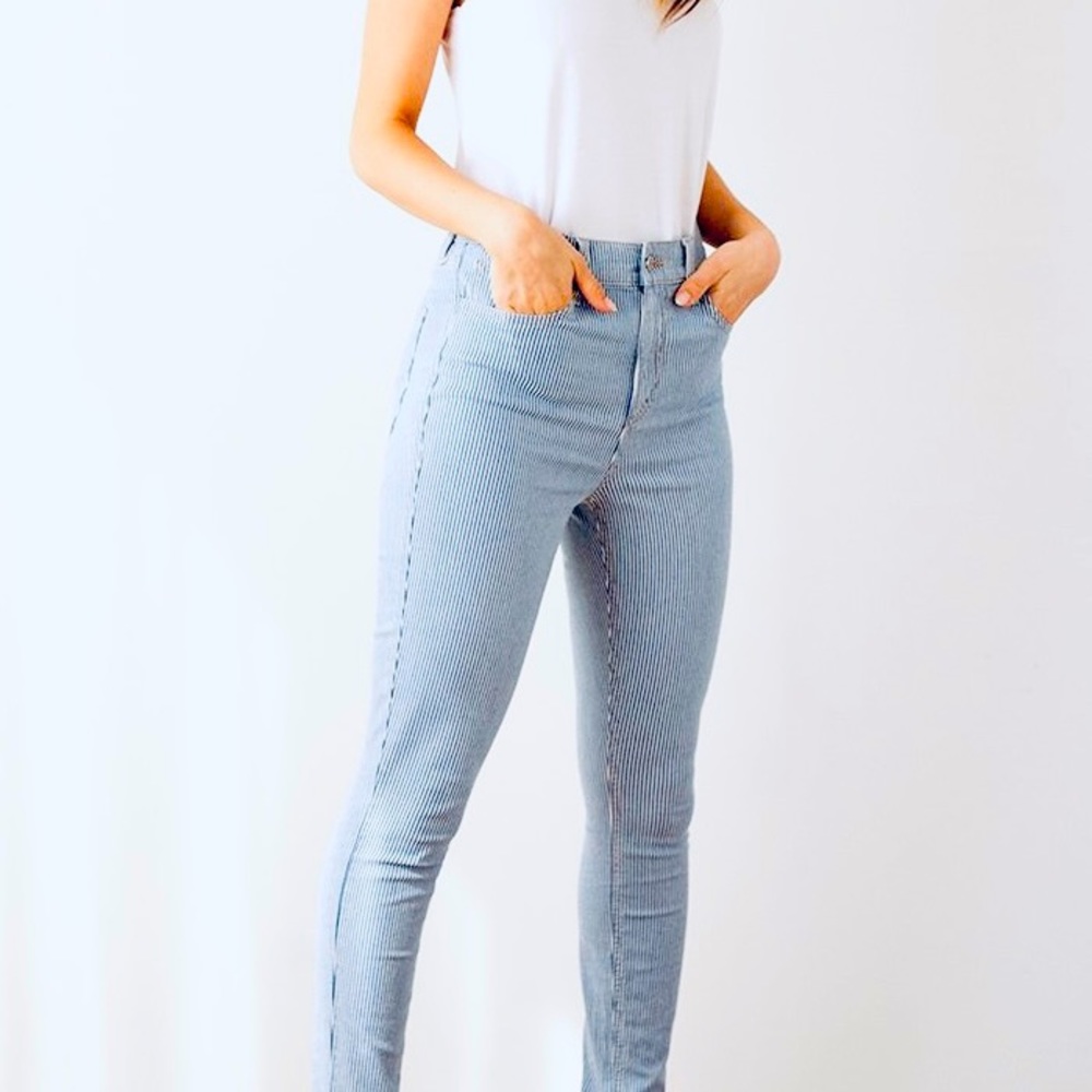Dynamite| High-Rise Kate Pinstripe Skinny Jeans